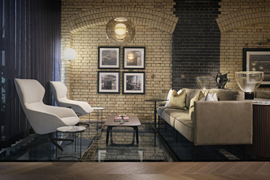 Brunner Möbel – Ray Lounge, Oval Besprechungslösung und Crona Lounge in modernem Büroambiente