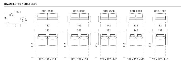 Schlafsofa Club Dienne Salotti | echte Matratze | Bezug abnehmbar