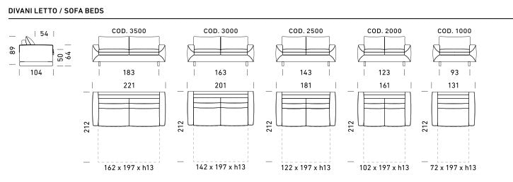 Canapé convertible Cannes Dienne Salotti | véritable matelas | revêtement lavable