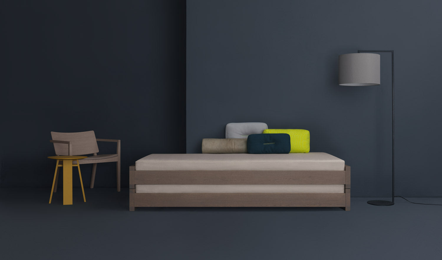 Stapelbett Guest 04-Farbbeize-Warmgrau-Dunkel / 90 x 200 cm